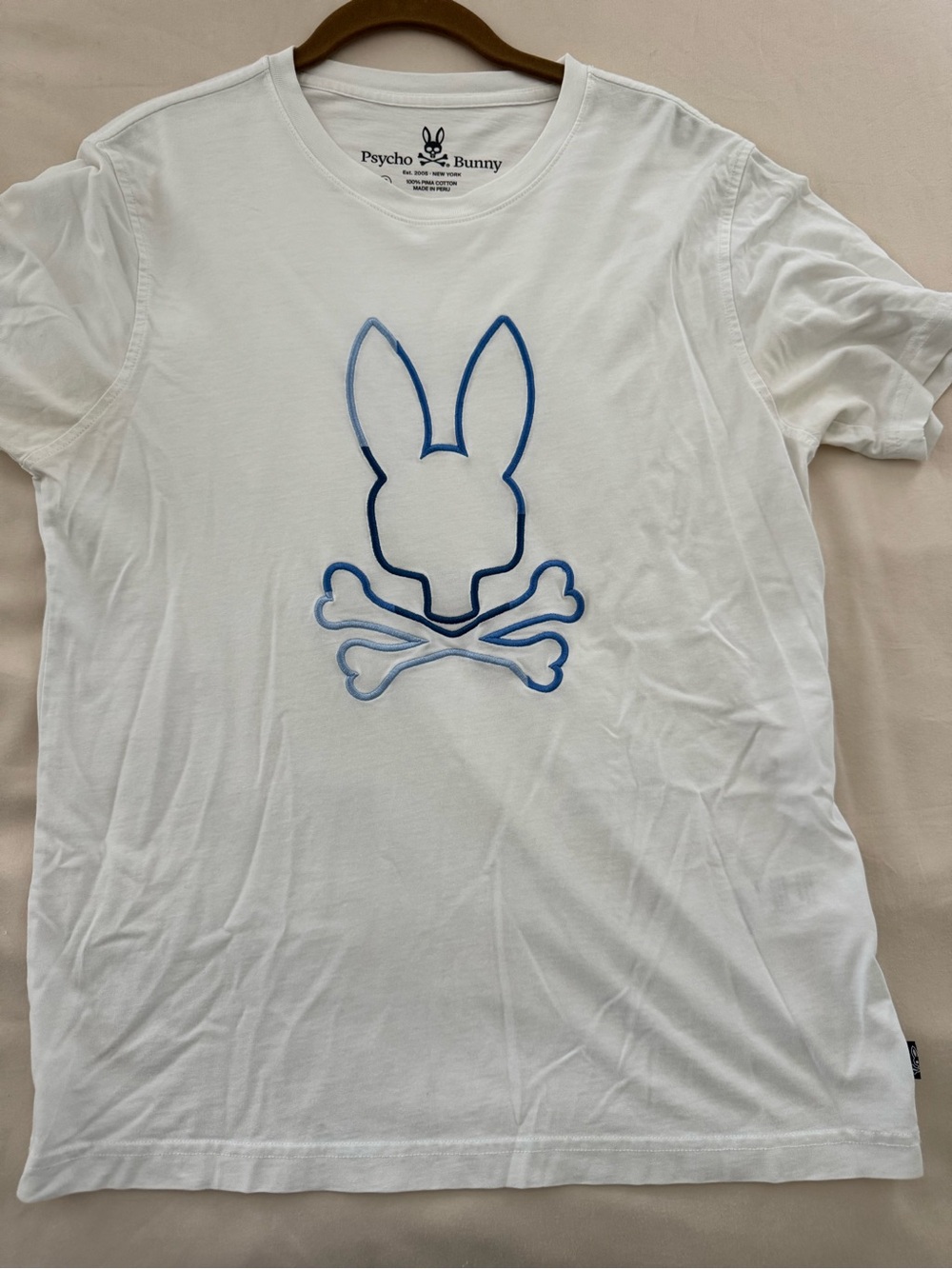 Psycho Bunny White Tee with Black Logo Print